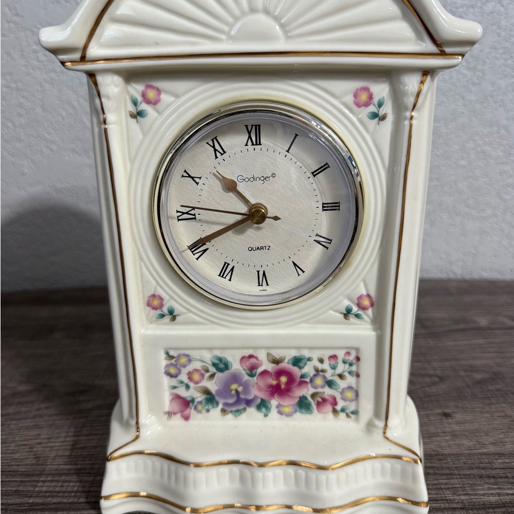 Godinger White Floral Wall Clock